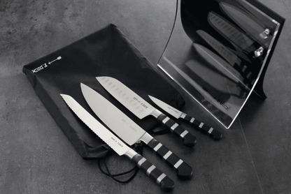 Knivblok Dick m. 4 knive  Knivblok i akryl - Knivblok med 4 Knive