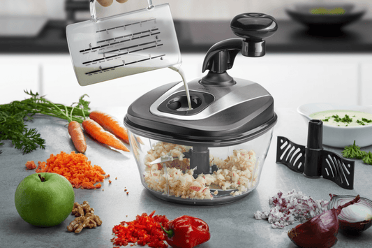 Køkkenmaskine manuel med håndsving - hakker, purerer, rører | Gefu | Øvrige køkkenartikler | Køkkenshop