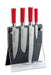 Knivblok Dick m. 4 knive Red Spirit  Knivblok i akryl - Knivblok med 4 Knive  Dette sæt indeholder følgende produkter: Dick magnetisk knivblok med brødkniv, kokkekniv, Santoku-kniv og urtekniv.