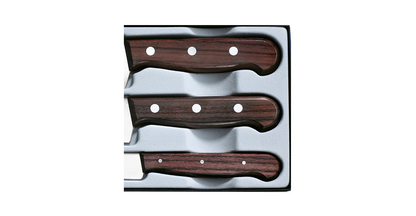 Knivsæt 3 stk, Victorinox - med træhåndtag. Flot knivsæt med 3 knive. Indeholder: Kokkeknive 19 og 22 cm, og Pyntekniv 12 cm