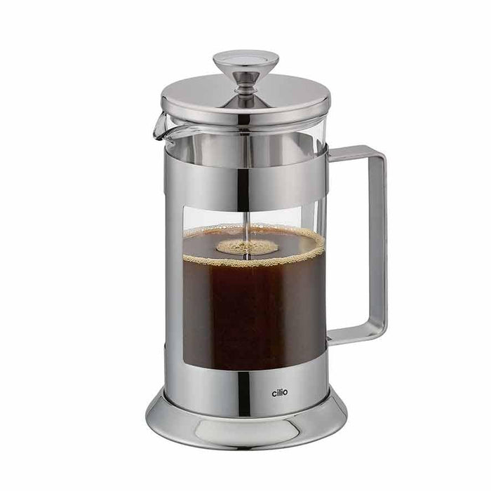 Stempelkande 1 liter (8 kopper) LAURA Rustfrit stål / glas | Cilio | Kaffe og Te | Køkkenshop